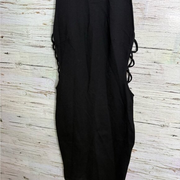 Solemio Black bodycon dress size small cut out collar - Picture 2 of 9
